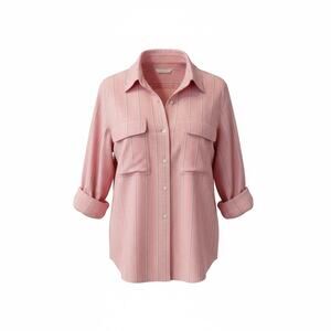 Babaton New Utility Button-Up Shirt NWT Pink Pinstripe High-Low Blouse M